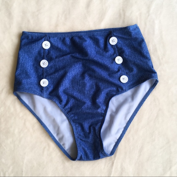 No Brand Other - High Waisted Swim Bottoms With Button Detail Large